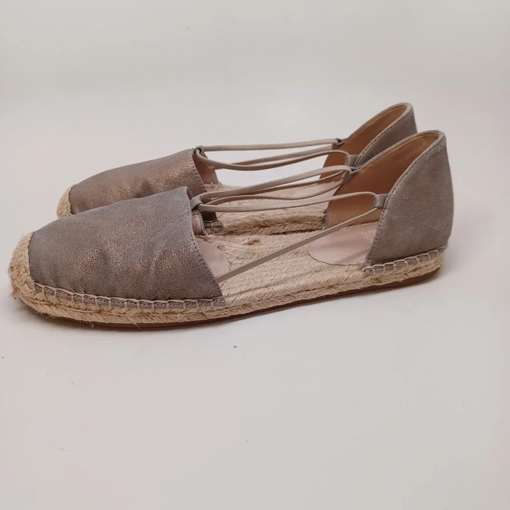 Eileen Fisher Espadrille Flats Lee‎ Metallic Leather Sandals Womens 9
